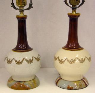 Appraisal: Pair of Earthenware Whiskey Decanters th c wi Pair of