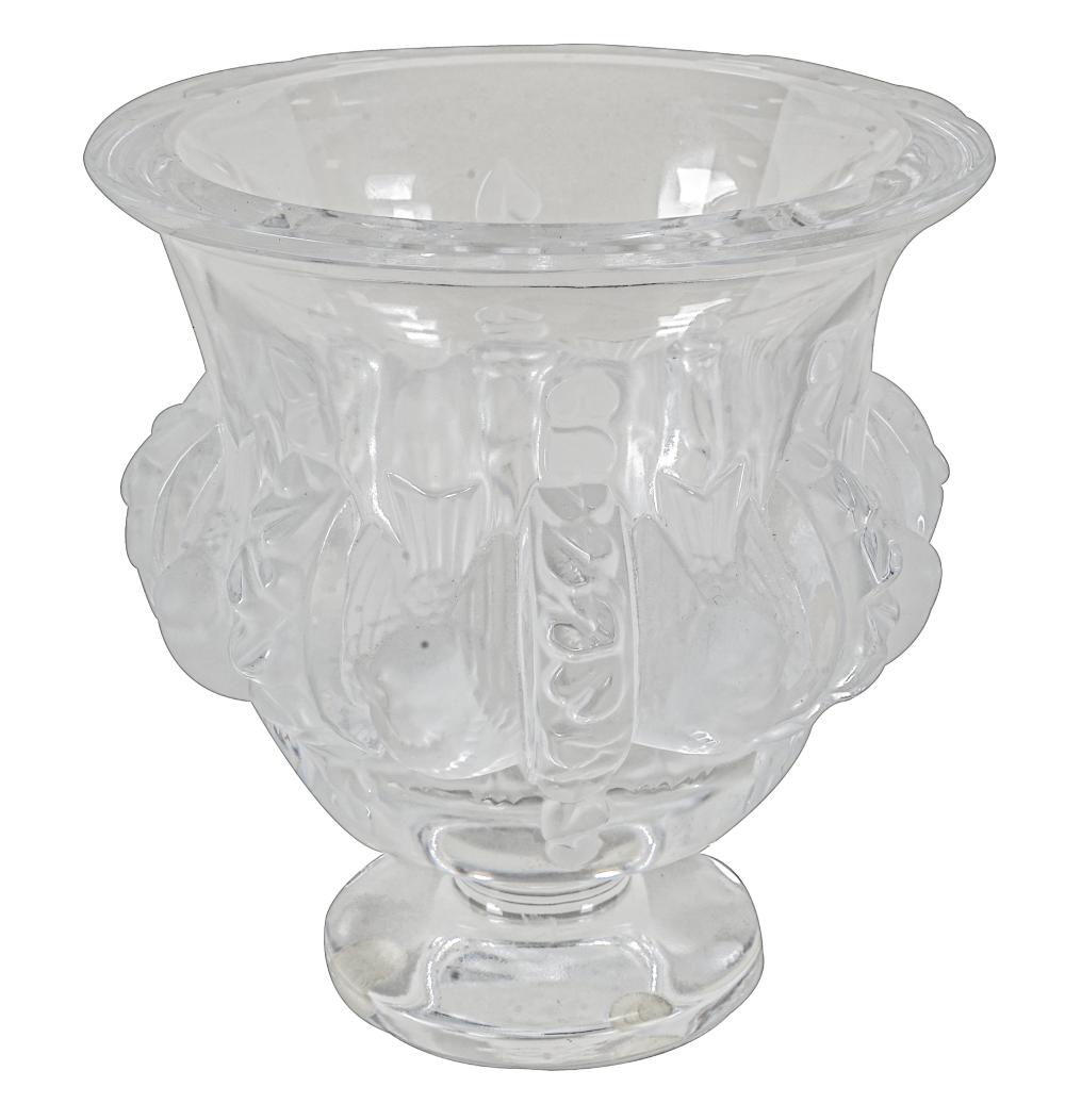 Appraisal: LALIQUE DAMPIERRE MOLDED GLASS VASEsigned Lalique France Provenance Estate from