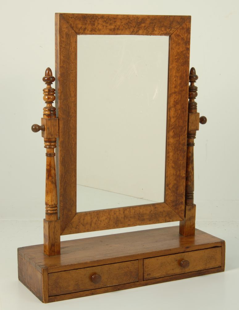 Appraisal: ANTIQUE AMERICAN SHERATON DRESSING MIRROR Circa In pine and bird's-eye