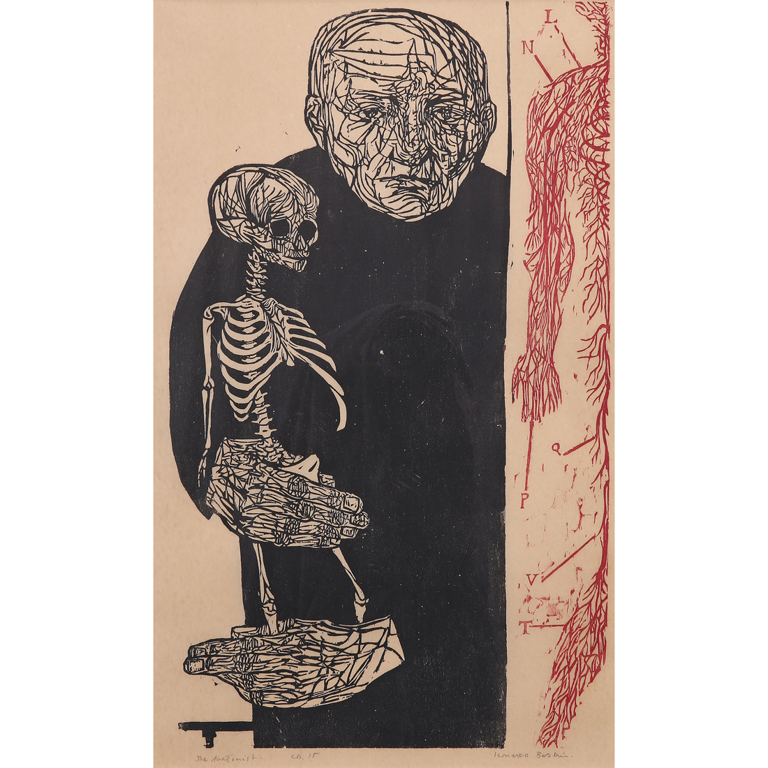 Appraisal: PRINT LEONARD BASKIN Leonard Baskin American - The Anatomist woodcut