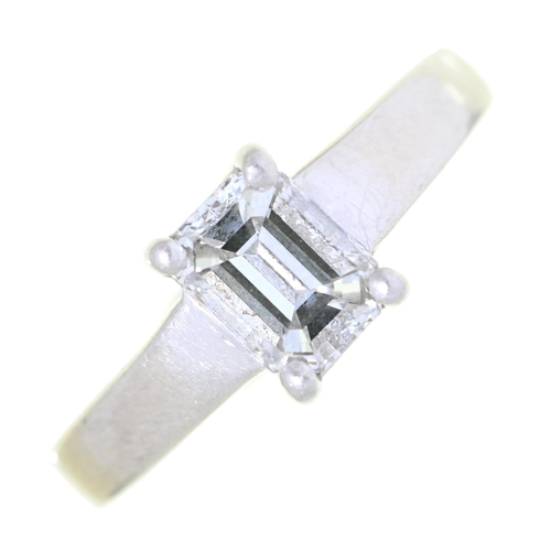 Appraisal: A diamond solitaire ring with emerald cut diamond of approximately