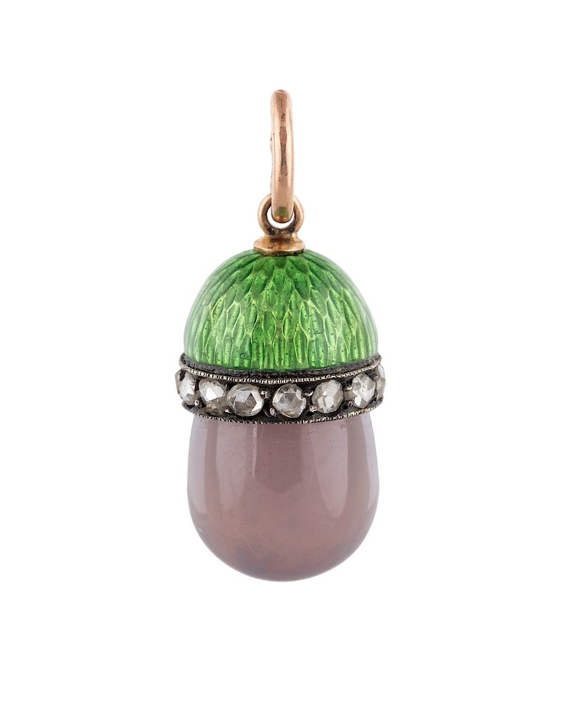 Appraisal: A FABERGE RUSSIAN DIAMOND GOLD GUILLOCHE ENAMEL AND HARDSTONE EGG