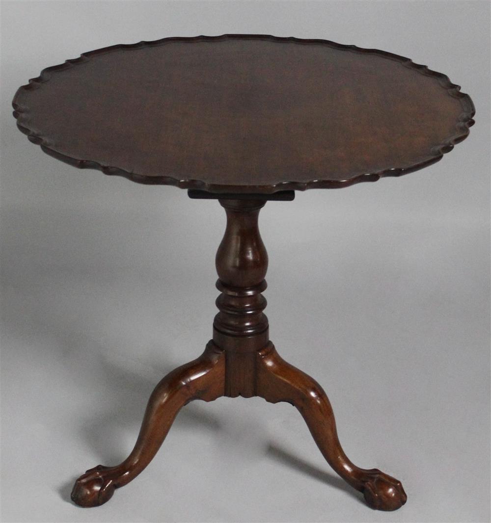 Appraisal: CHIPPENDALE MAHOGANY TILT TOP TEA TABLE LATE TH CENTURY the