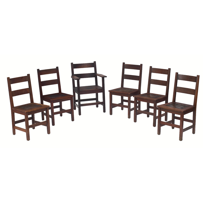 Appraisal: Gustav Stickley dining chairs set of six five side chairs