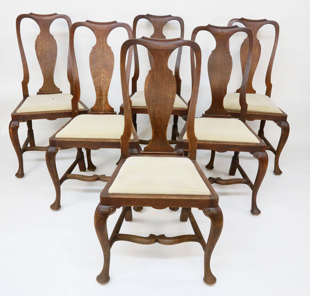 Appraisal: Set of English Oak Queen Anne Style Side Chairs Set