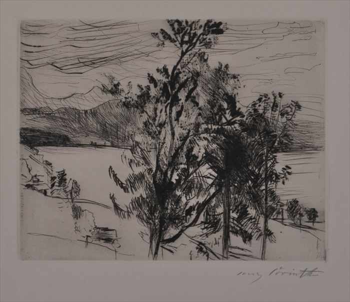 Appraisal: LOVIS CORINTH - TWO LANDSCAPES Drypoint etchings with artist's label