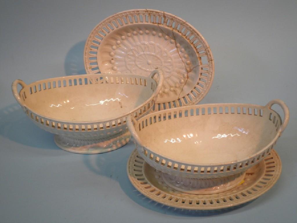 Appraisal: A pair of early thC Wedgwood creamware two handled baskets