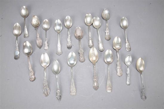 Appraisal: TWENTY STERLING SPOONS All are souvenier including Mount Vernon Council