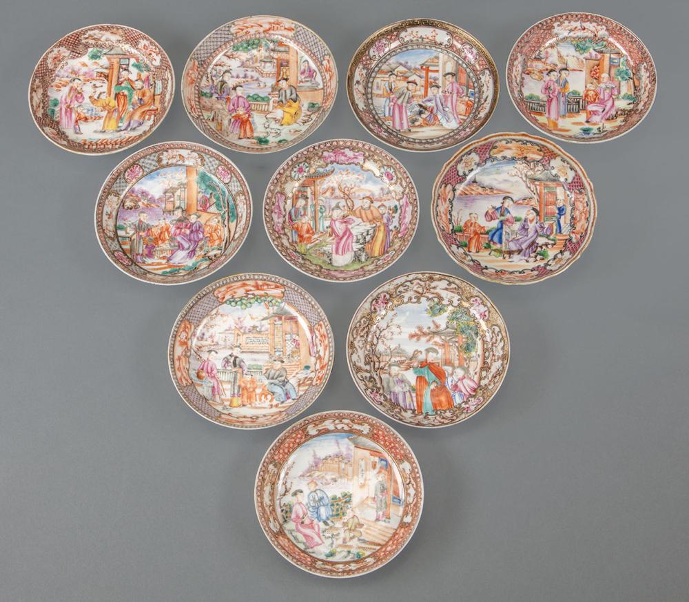 Appraisal: Ten Chinese Export Mandarin Palette Porcelain Saucer Dishes th c