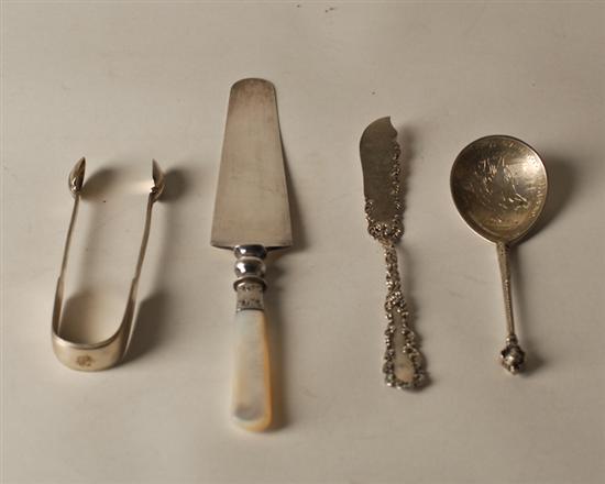 Appraisal: Four Pieces of Silver Flatware to Include an engraved bowl