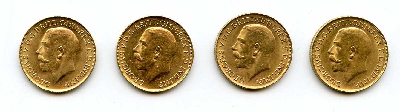 Appraisal: Australia George V Sovereigns -P KM- Group of four one