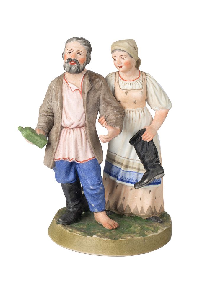 Appraisal: A RUSSIAN PORCELAIN FIGURAL GROUP OF A PEASANT WOMAN LEADING