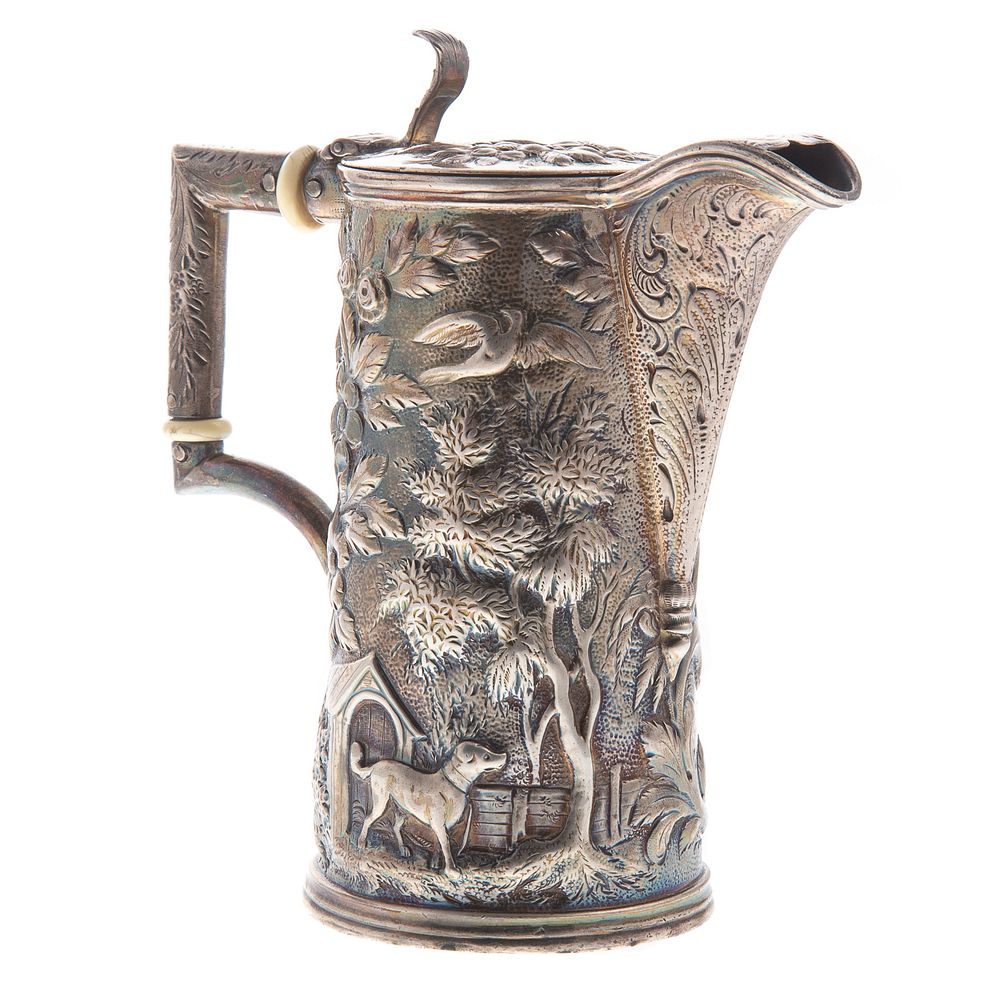 Appraisal: S Kirk Son Coin Silver Repousse Cream Pitcher Mid- th