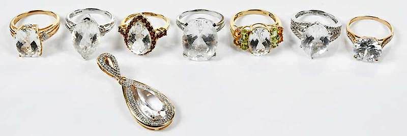 Appraisal: Eight Pieces kt Jewelry assorted cut stones including one cubic