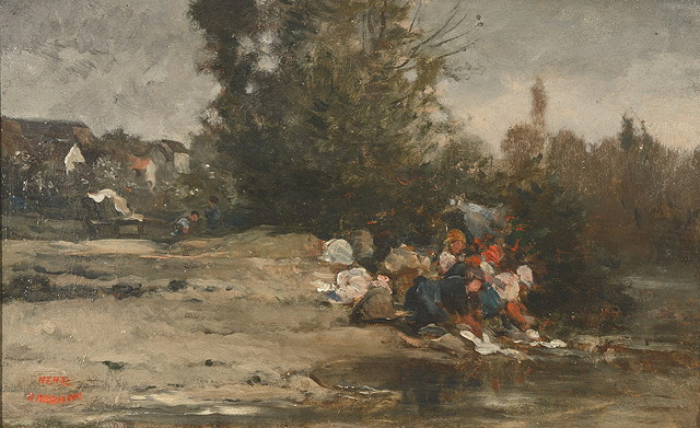 Appraisal: CHARLES FRANCOIS DAUBIGNY FRENCH - The washer women stamped with