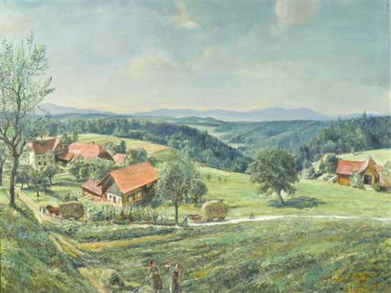 Appraisal: ALMEN FRITZ VON Schweiz Jahrhundert Landschaft l auf Leinwand Unten