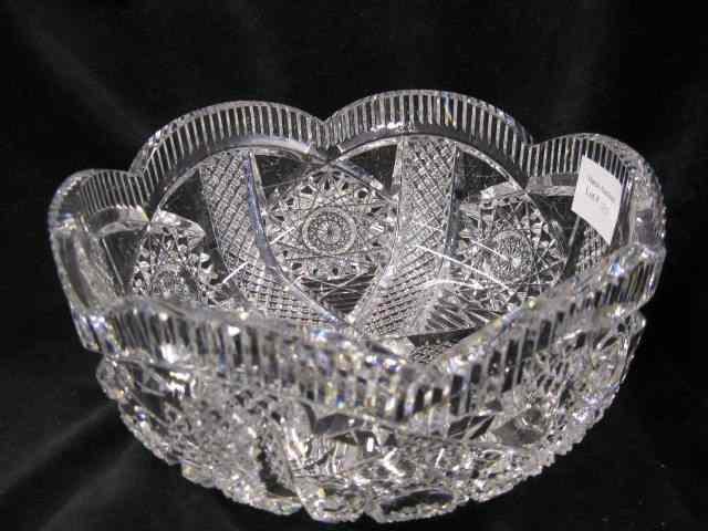 Appraisal: Hawkes Cut Glass Bowl criss-cross band with strawberry diamonds hobstars