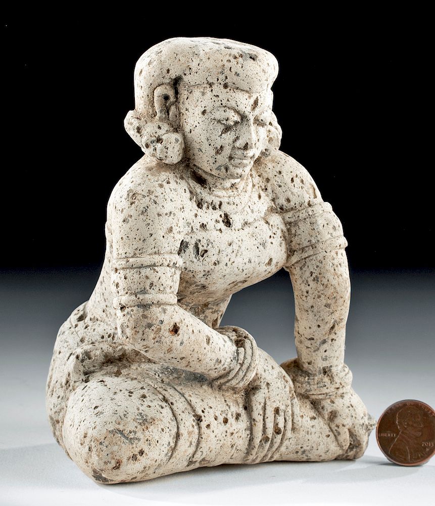 Appraisal: Majapahit Stone Woman - Seated w Crossed Legs Southeast Asia