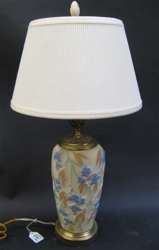 Appraisal: AMERICAN PHEONIX GLASS TABLE LAMP of blue berries and pale