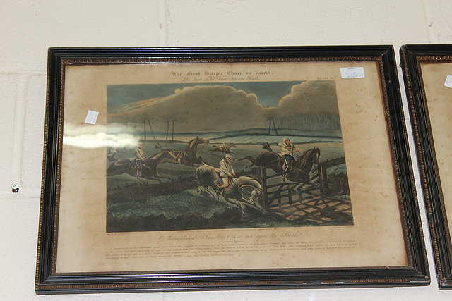 Appraisal: THE FIRST STEEPLE CHASE ON RECORD - FOUR FRAMED PLATES