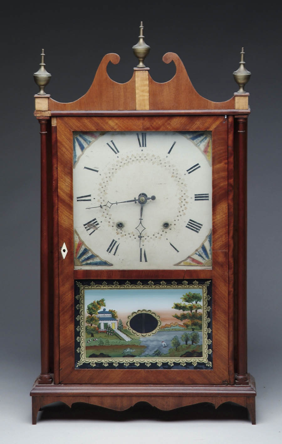 Appraisal: PILLAR AND SCROLL SHELF CLOCK BY ELI SAMUEL TERRY Original