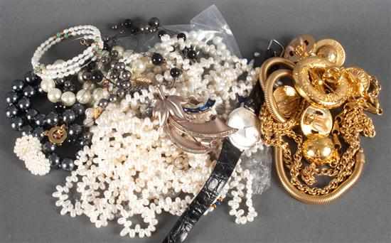 Appraisal: Assorted costume jewelry and faux pearls manufacturers include Celine Corro