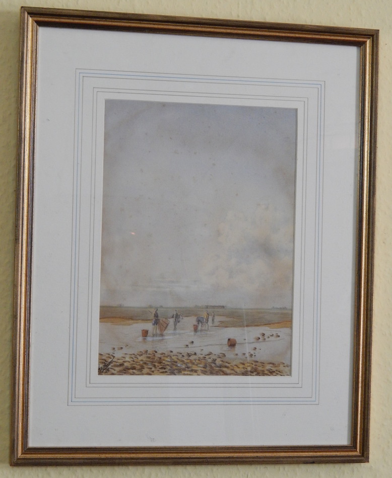 Appraisal: William Bartol Thomas - Figures on a beach watercolour signed