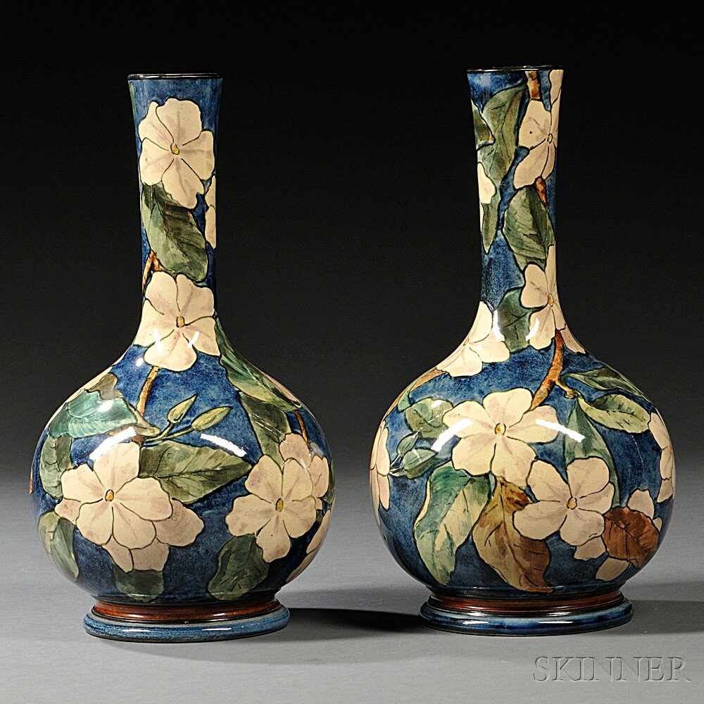 Appraisal: Pair of Doulton Lambeth Faience Vases England by Helen Arding