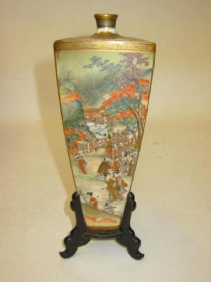 Appraisal: A SATSUMA PORCELAIN VASE late th century of tapering triangular