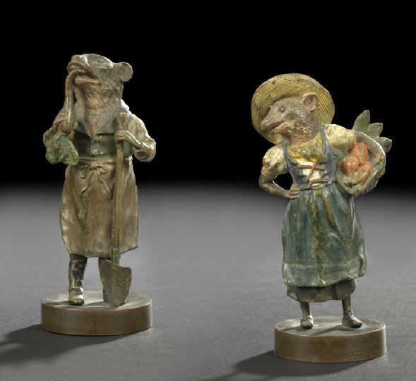 Appraisal: Two Good Polychromed Vienna Bronze Figures of Rodents fourth quarter