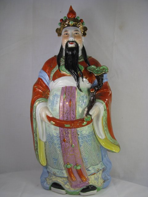 Appraisal: Large Chinese hand painted porcelain statue of a male Immortal