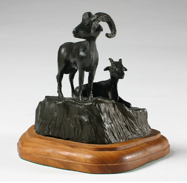 Appraisal: Jack Long Osmer American b bronze sculpture of two horned