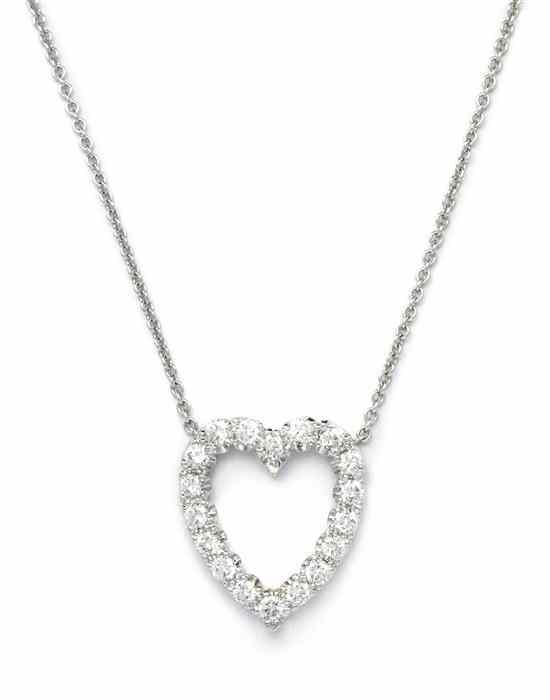 Appraisal: A Karat White Gold and Diamond Heart Pendant containing round