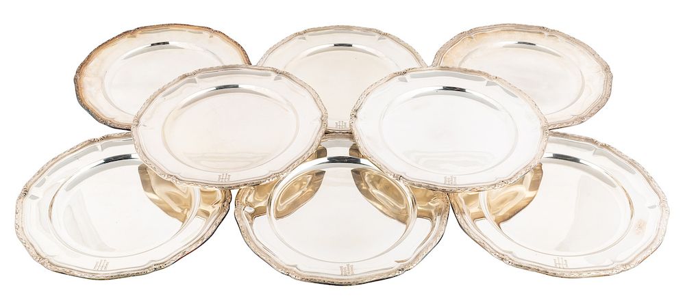 Appraisal: A SET OF EIGHT GERMAN PRESENTATION SILVER PLATES HERMAN SCHRADER