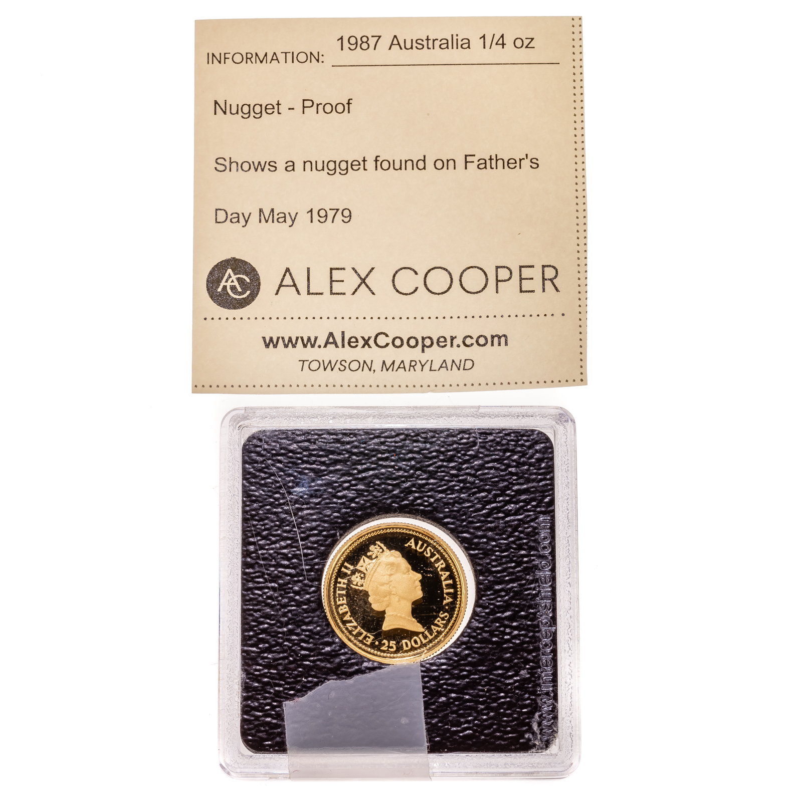 Appraisal: AUSTRALIAN NUGGET OUNCE GOLD PROOF Marked as dollars mintage of