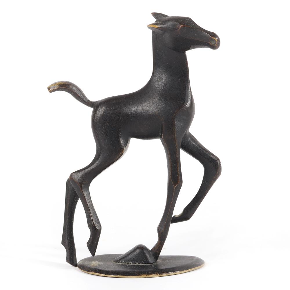 Appraisal: WERKSTATTEN HAGENAUER BRONZE FIGURE OF A FROLICKING HORSE FOAL ON