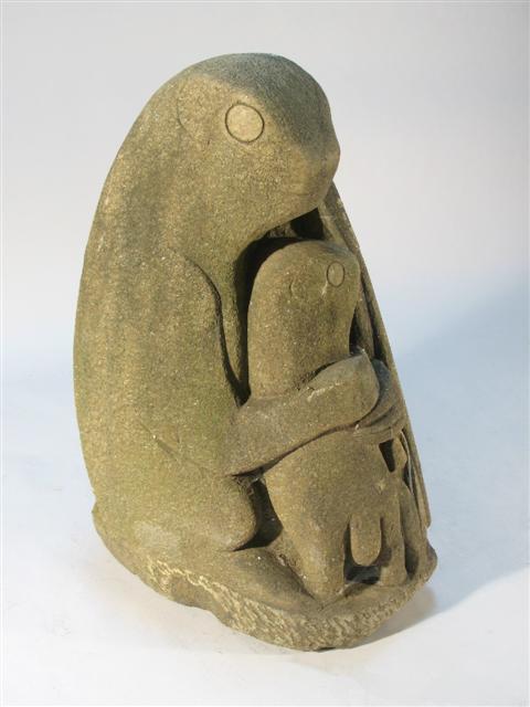 Appraisal: STONE SCULPTURE OF MOTHER AND CHILD - h w d