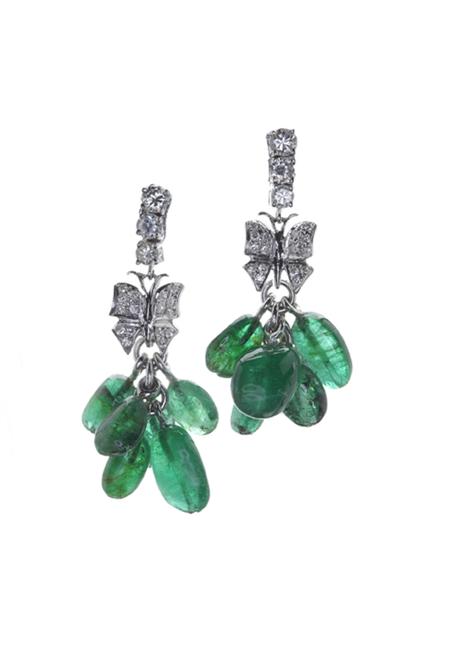 Appraisal: A pair of modern pendant earrings each composed of a