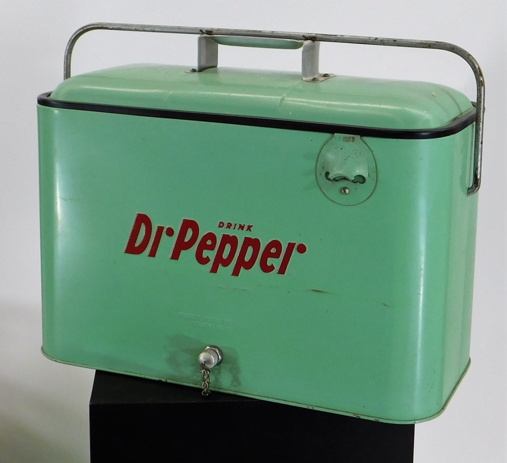 Appraisal: VINTAGE DRINK DR PEPPER TEAL ADVERTISEMENT COOLER United States th