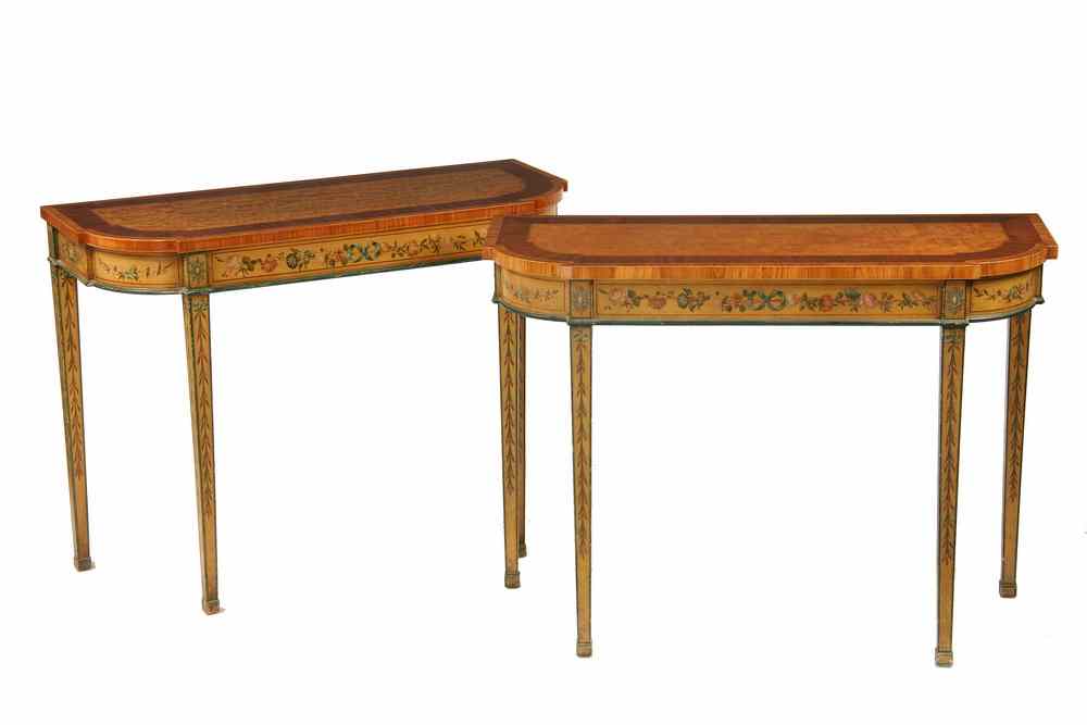 Appraisal: PAIR CONSOLE TABLES - Pair of Adams Style Hall or