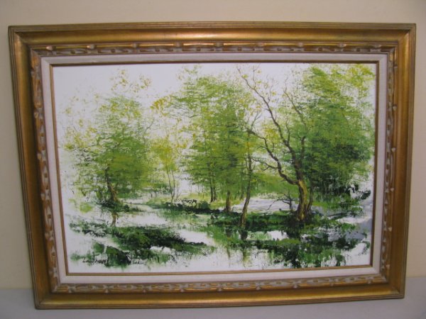 Appraisal: Oil on canvas painting landscape signed Laurent Canvas measures high