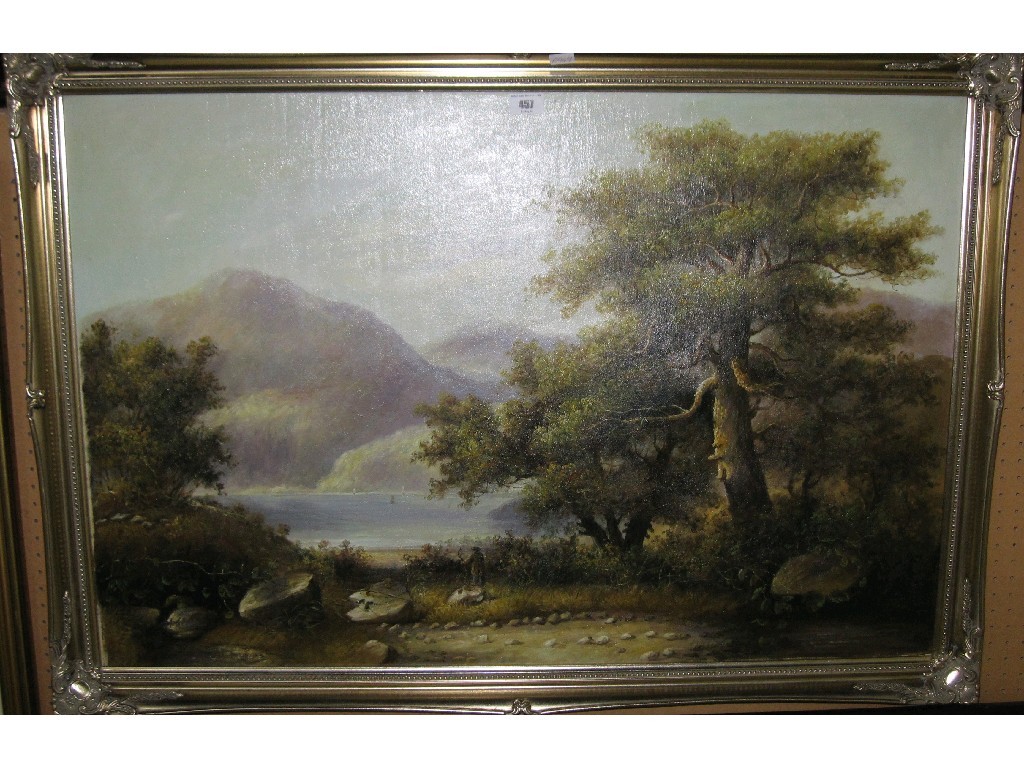 Appraisal: H STONE Oil on canvas Highland landscape signed