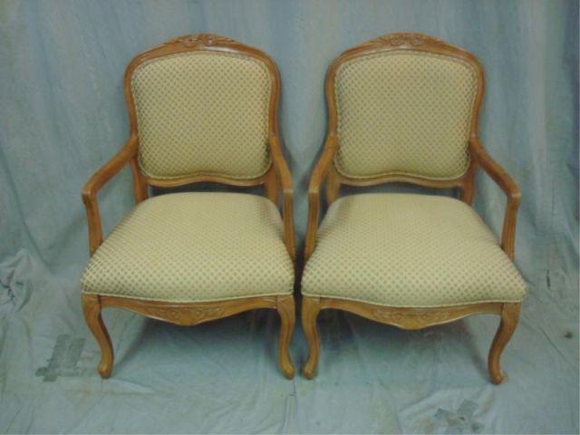 Appraisal: Pair of Upholstered Arm Chairs From a Long Island home