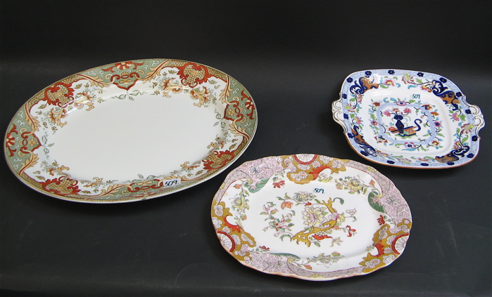 Appraisal: THREE ENGLISH ENAMELED PORCELAIN SERVING PIECES One is a Royal