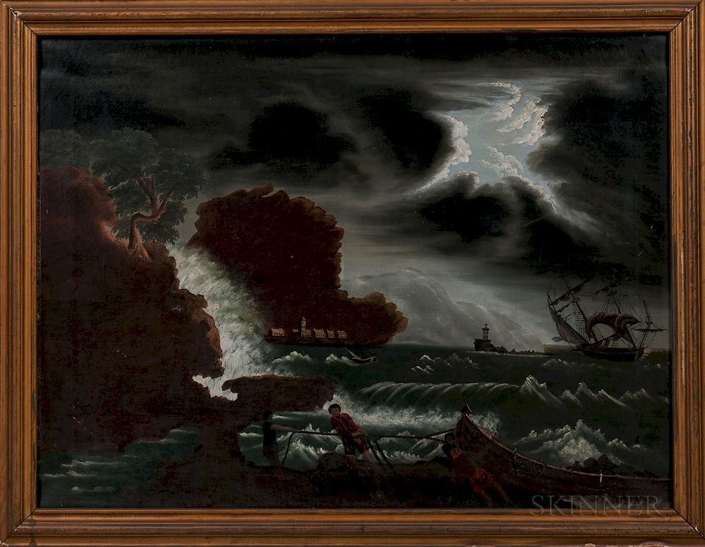 Appraisal: William Matthew Prior Massachusetts Maine - Stormy Harbor Scene William