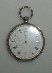 Appraisal: A silver open faced fob watch key wind