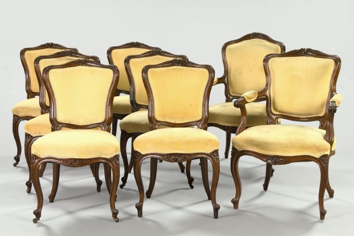 Appraisal: Suite of Eight Louis XV-Style Mahogany Dining Chairs comprised of