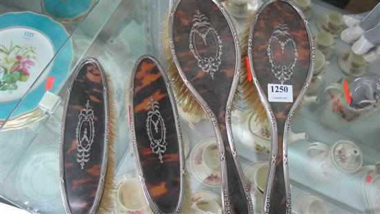 Appraisal: BIRMINGHAM STERLING SILVER AND TORTOISE SHELL FOUR PIECE DRESSING TABLE