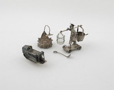 Appraisal: A Chinese miniature novelty condiment set in the form of