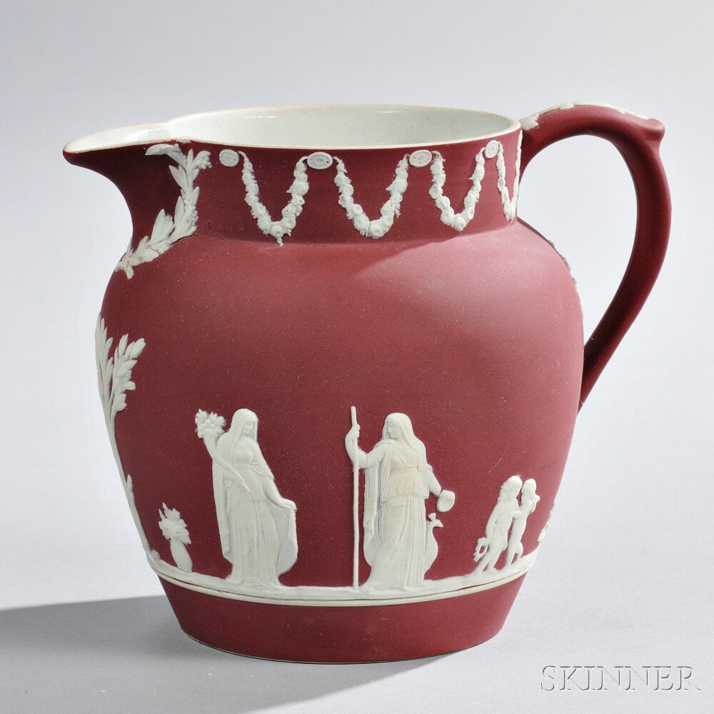 Appraisal: Wedgwood Crimson Jasper Dip Jug England c bulbous shape with